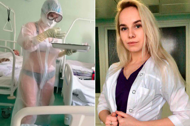 La enfermera rusa de traje transparente ahora pronostica el tiempo